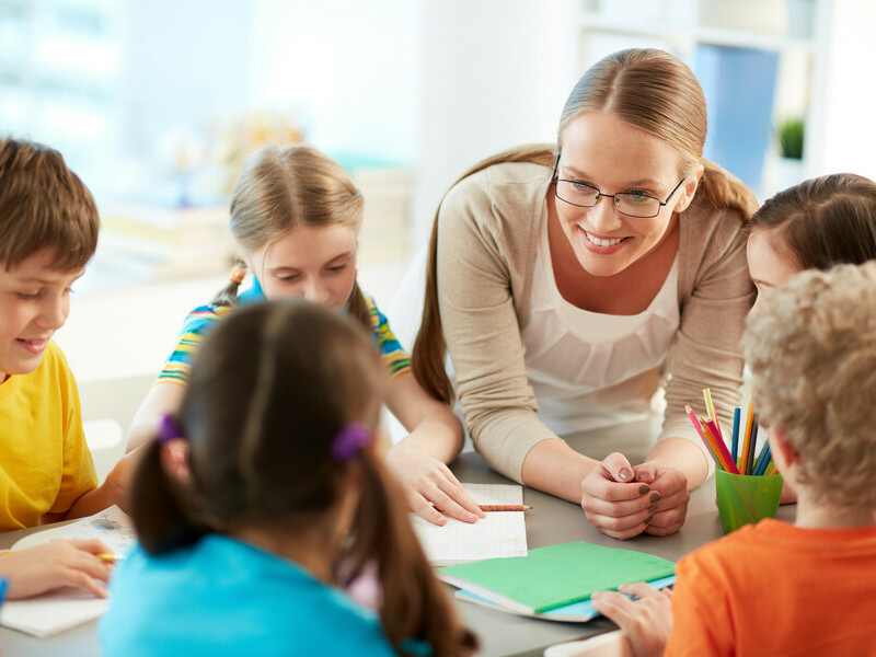 teacher with students