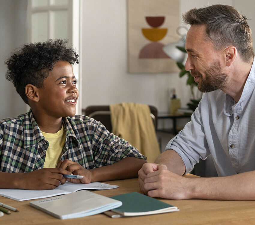 Tutor helping student with homework